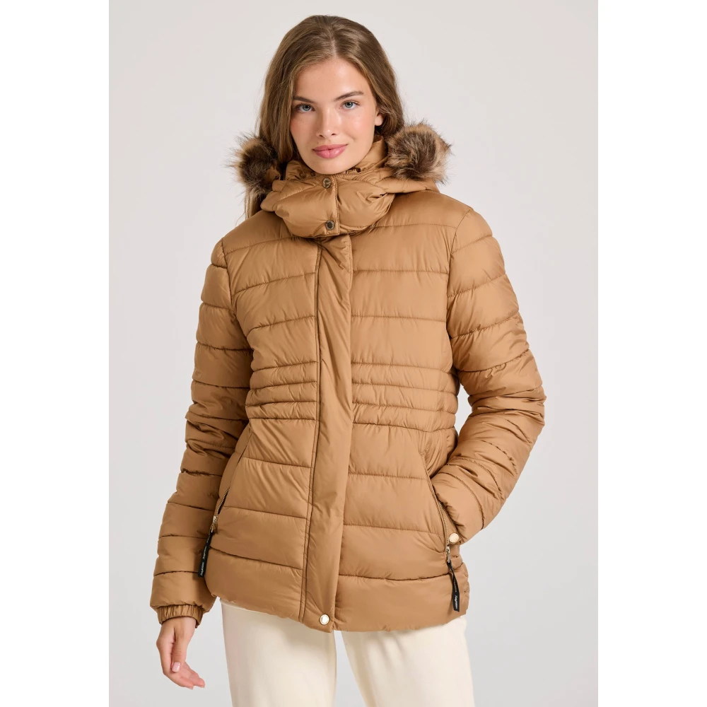 FUNKY BUDDHA Καπιτονέ puffer μπουφάν με αποσπώμενη γούνα