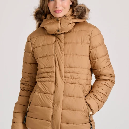 FUNKY BUDDHA Καπιτονέ puffer μπουφάν με αποσπώμενη γούνα