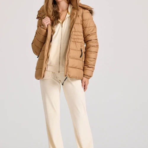 FUNKY BUDDHA Καπιτονέ puffer μπουφάν με αποσπώμενη γούνα