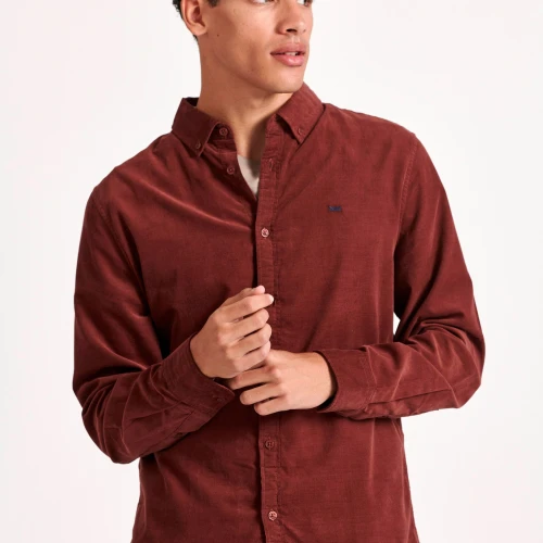 FUNKY BUDDHA Κοτλέ πουκάμισο με κεντημένο logo