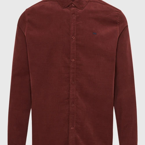 FUNKY BUDDHA Κοτλέ πουκάμισο με κεντημένο logo