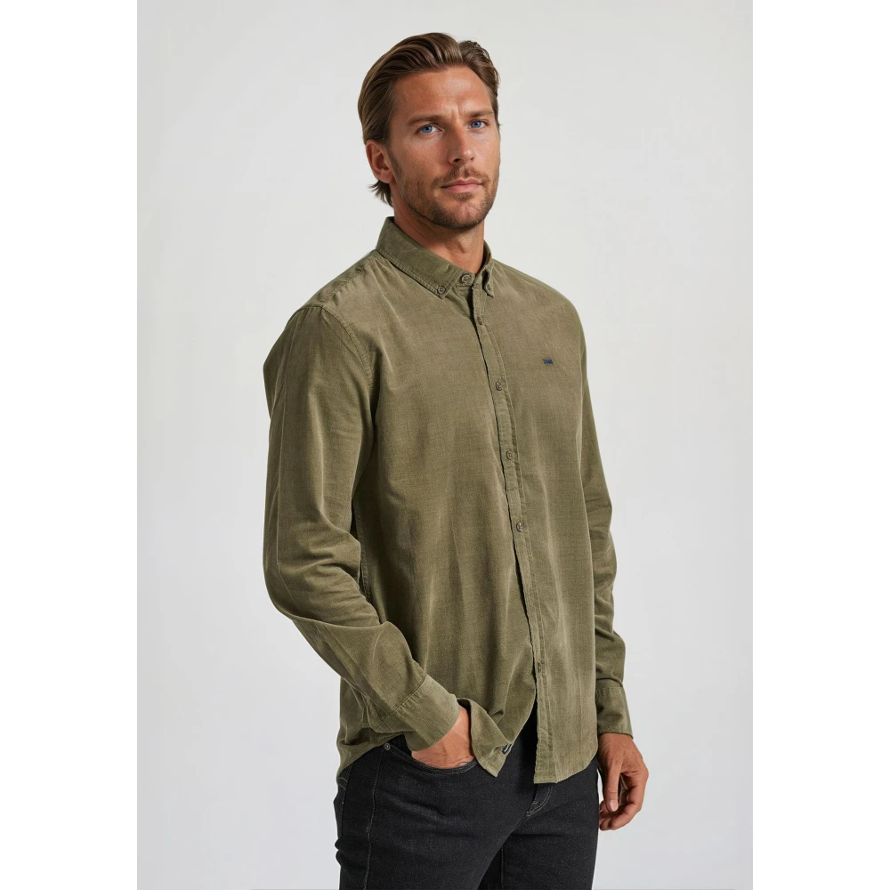 FUNKY BUDDHA Κοτλέ πουκάμισο με κεντημένο logo