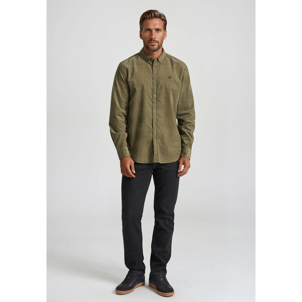 FUNKY BUDDHA Κοτλέ πουκάμισο με κεντημένο logo