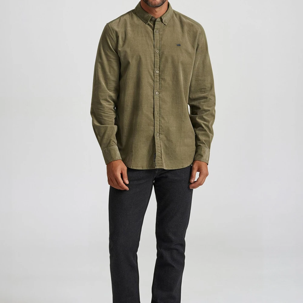 FUNKY BUDDHA Κοτλέ πουκάμισο με κεντημένο logo