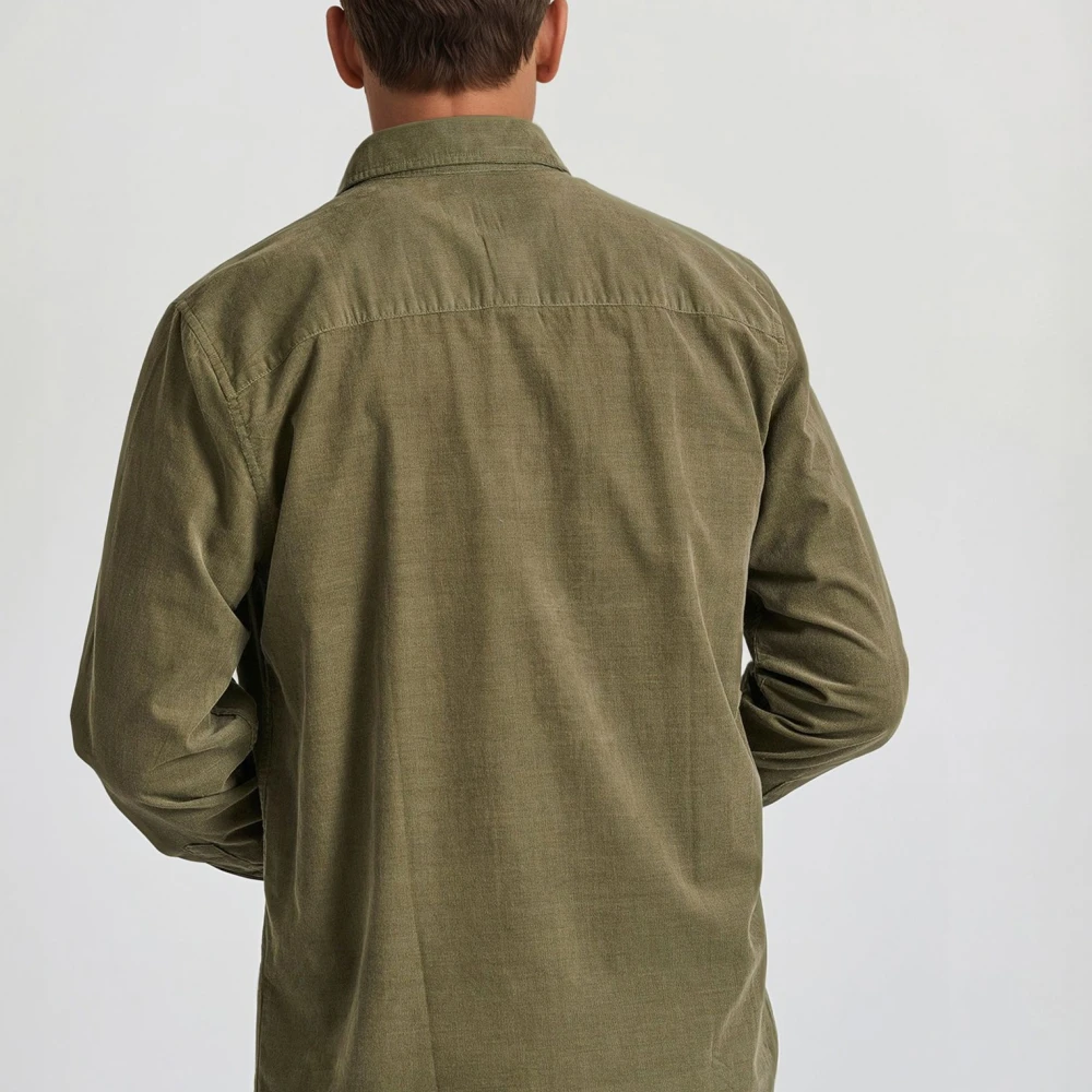 FUNKY BUDDHA Κοτλέ πουκάμισο με κεντημένο logo