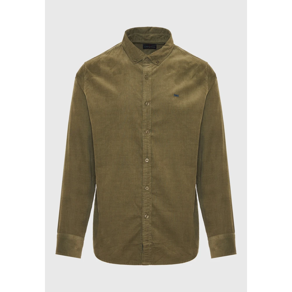 FUNKY BUDDHA Κοτλέ πουκάμισο με κεντημένο logo