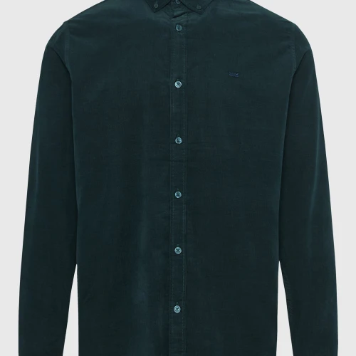 FUNKY BUDDHA Κοτλέ πουκάμισο με κεντημένο logo