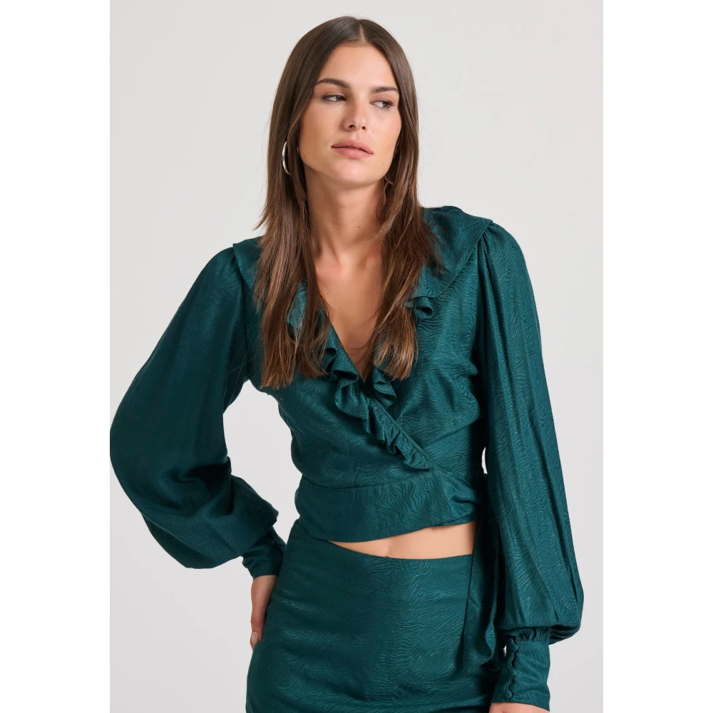 FUNKY BUDDHA Κρουαζέ τοπ σε ζακάρ ύφανση με βολάν