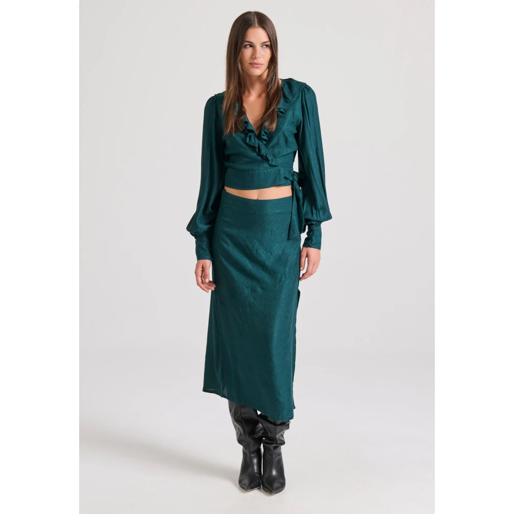 FUNKY BUDDHA Κρουαζέ τοπ σε ζακάρ ύφανση με βολάν