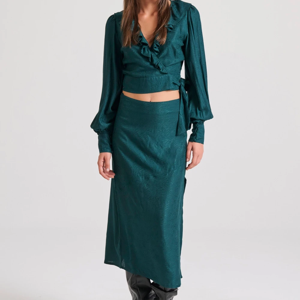 FUNKY BUDDHA Κρουαζέ τοπ σε ζακάρ ύφανση με βολάν