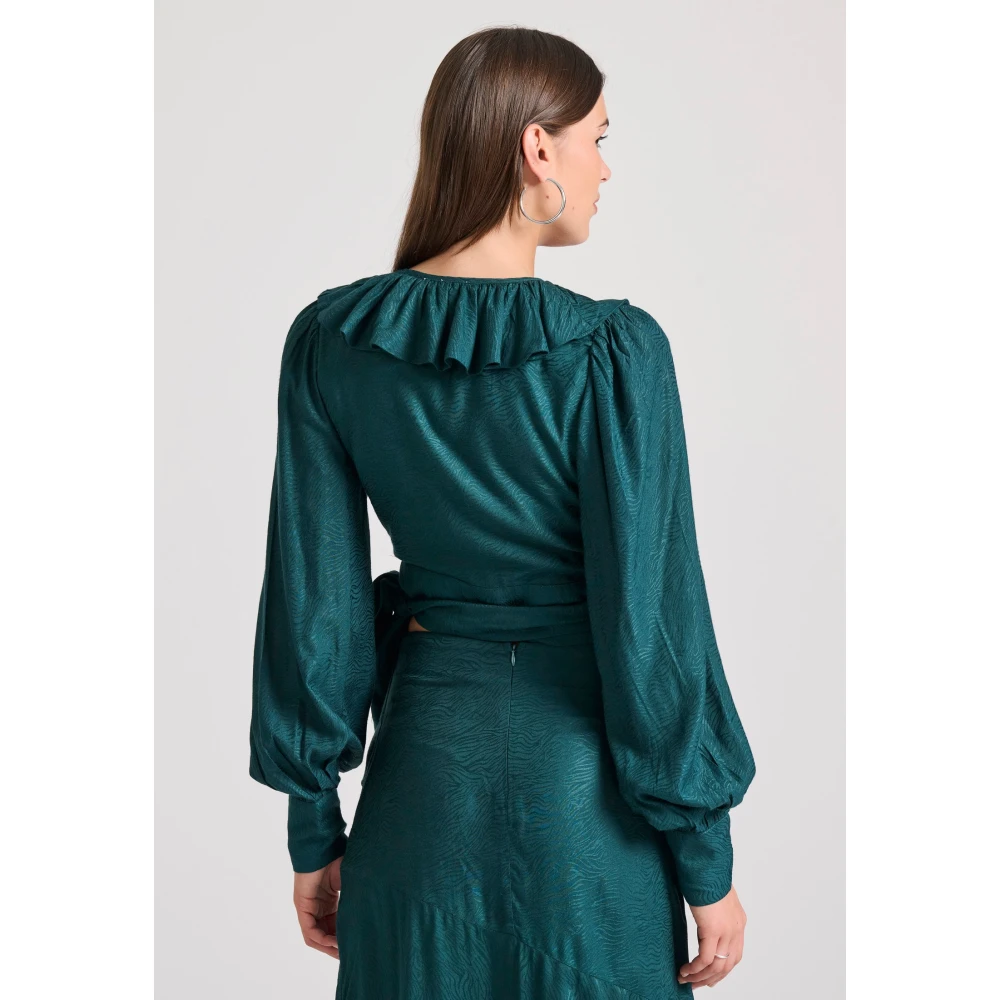 FUNKY BUDDHA Κρουαζέ τοπ σε ζακάρ ύφανση με βολάν