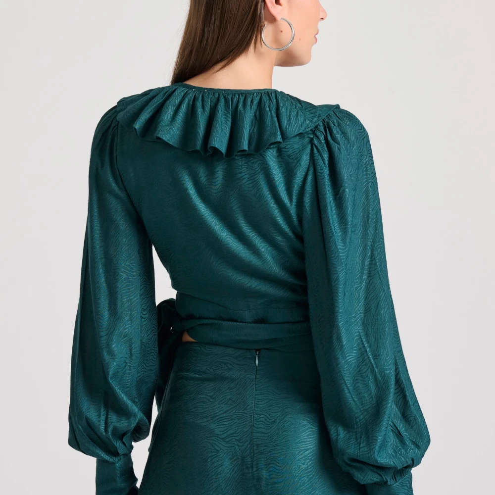 FUNKY BUDDHA Κρουαζέ τοπ σε ζακάρ ύφανση με βολάν