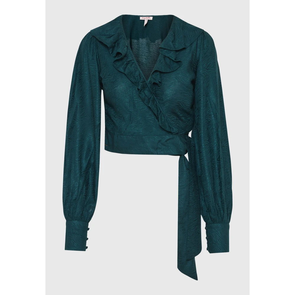 FUNKY BUDDHA Κρουαζέ τοπ σε ζακάρ ύφανση με βολάν