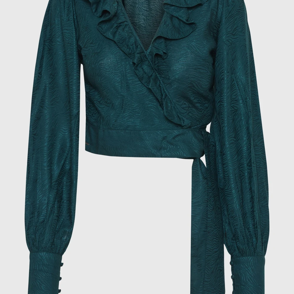 FUNKY BUDDHA Κρουαζέ τοπ σε ζακάρ ύφανση με βολάν