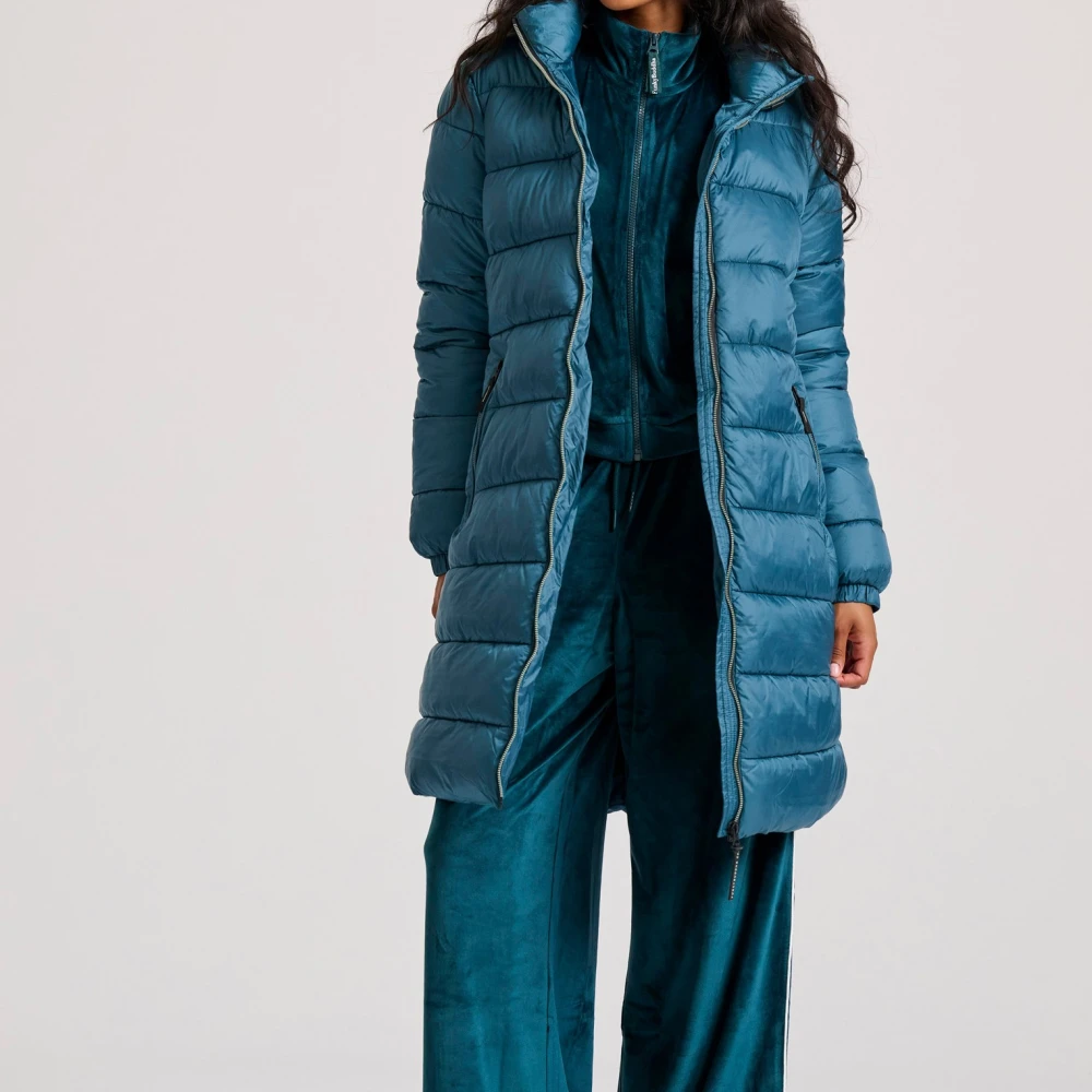 FUNKY BUDDHA Μακρύ καπιτονέ puffer μπουφάν με κουκούλα