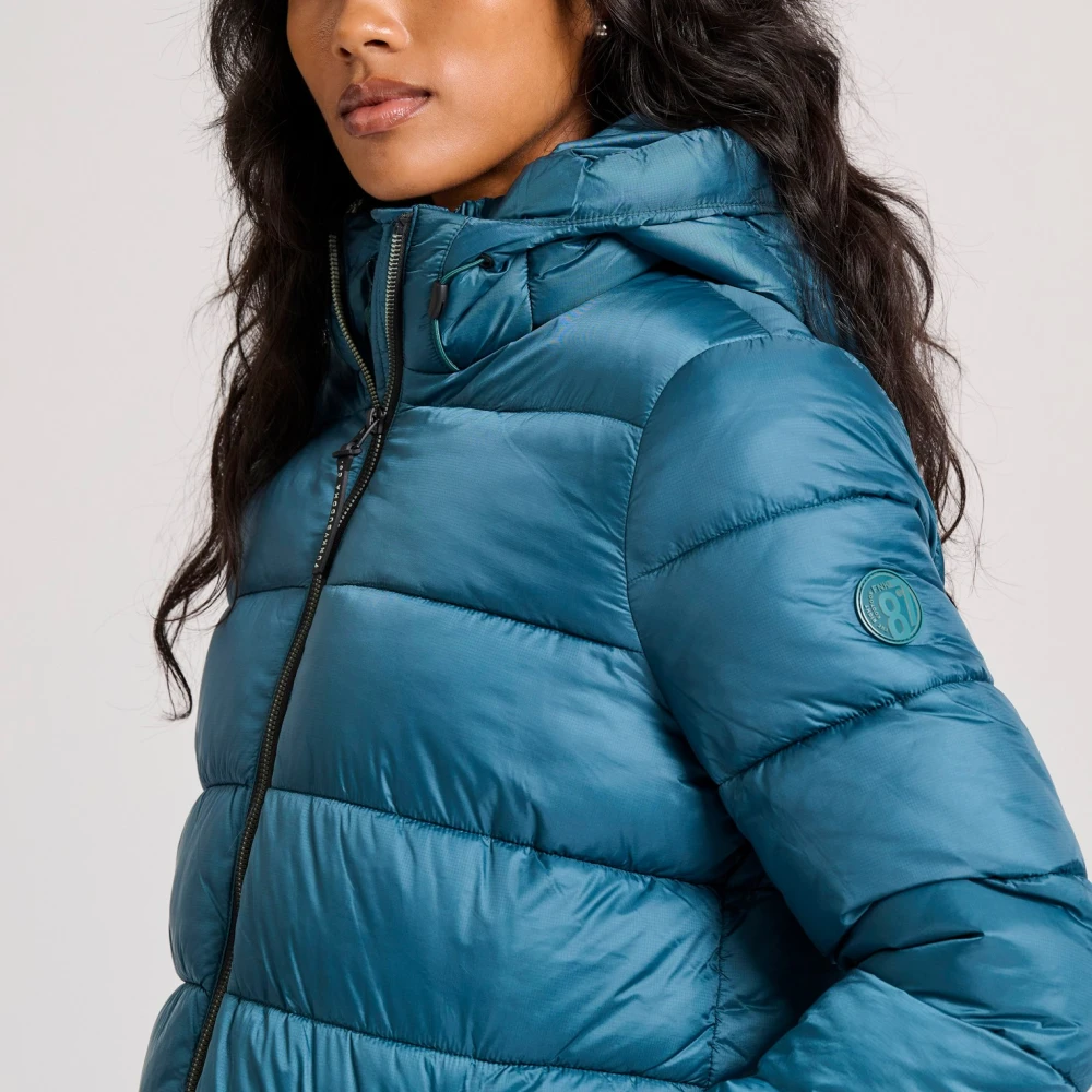 FUNKY BUDDHA Μακρύ καπιτονέ puffer μπουφάν με κουκούλα