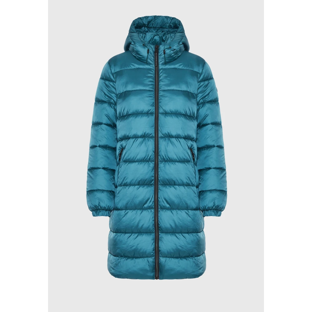 FUNKY BUDDHA Μακρύ καπιτονέ puffer μπουφάν με κουκούλα