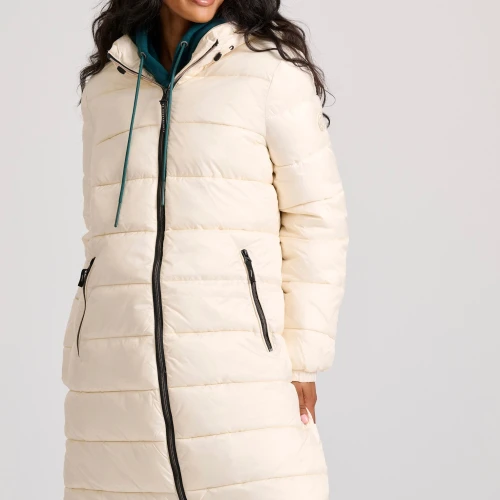 FUNKY BUDDHA Μακρύ καπιτονέ puffer μπουφάν με κουκούλα