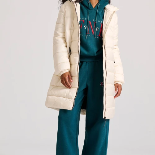 FUNKY BUDDHA Μακρύ καπιτονέ puffer μπουφάν με κουκούλα