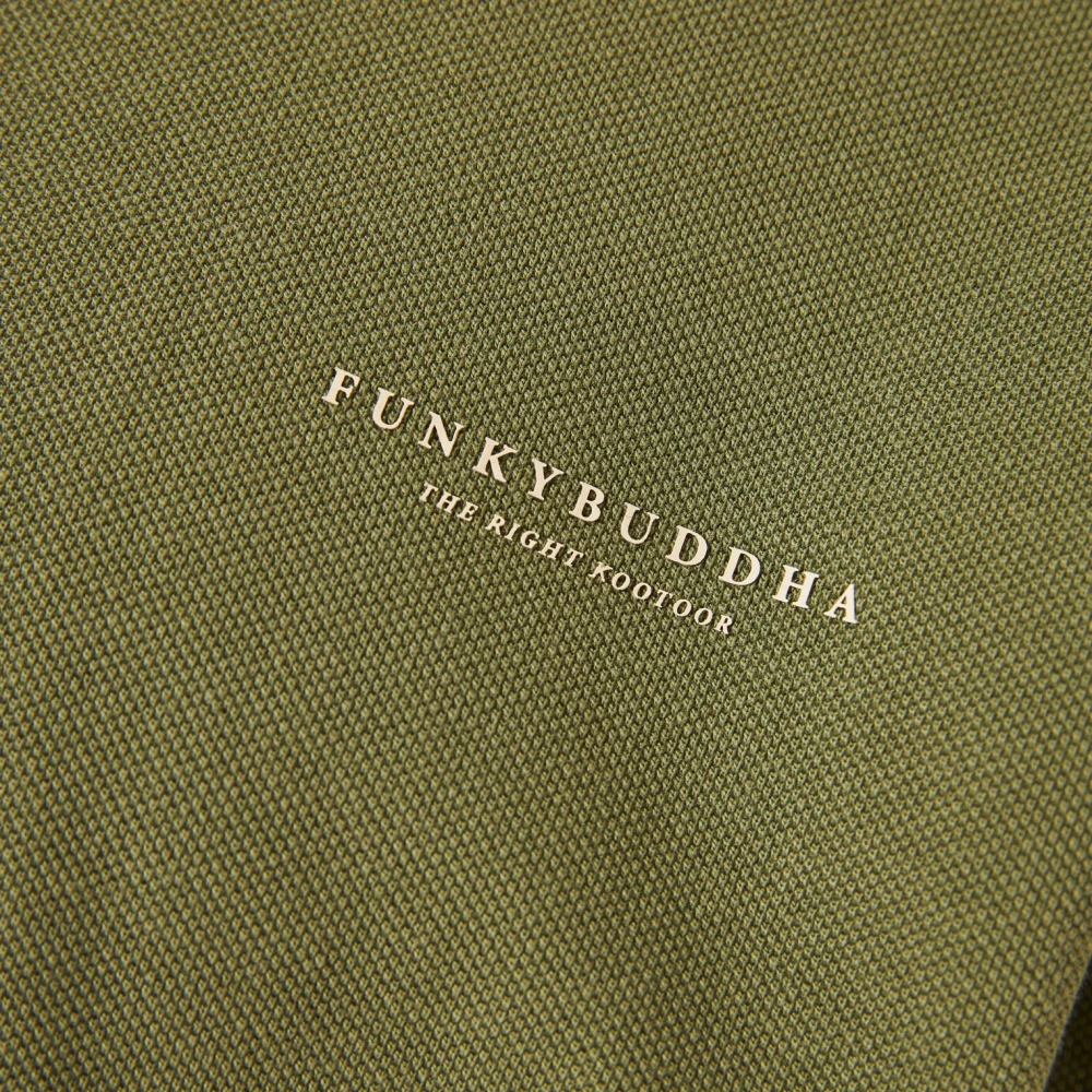 FUNKY BUDDHA Μακρυμάνικη πόλο μπλούζα σε πικέ ύφασμα