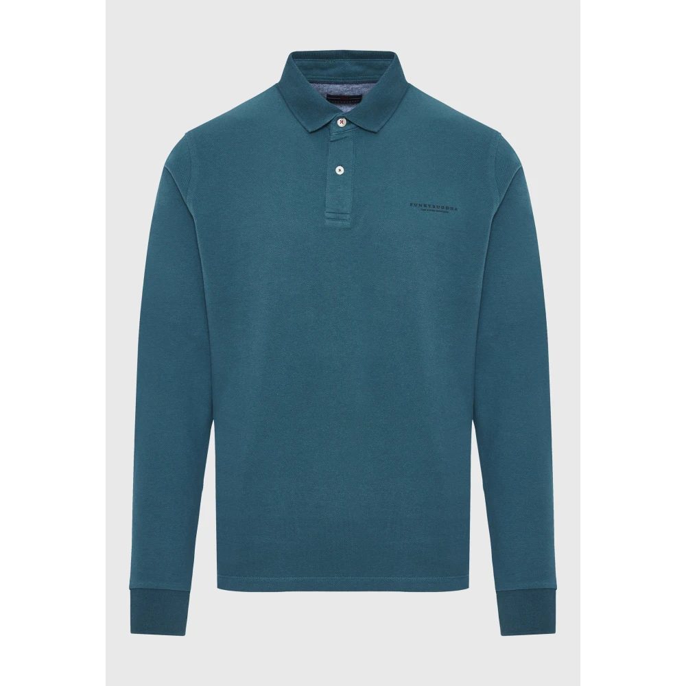 FUNKY BUDDHA Μακρυμάνικη πόλο μπλούζα σε πικέ ύφασμα