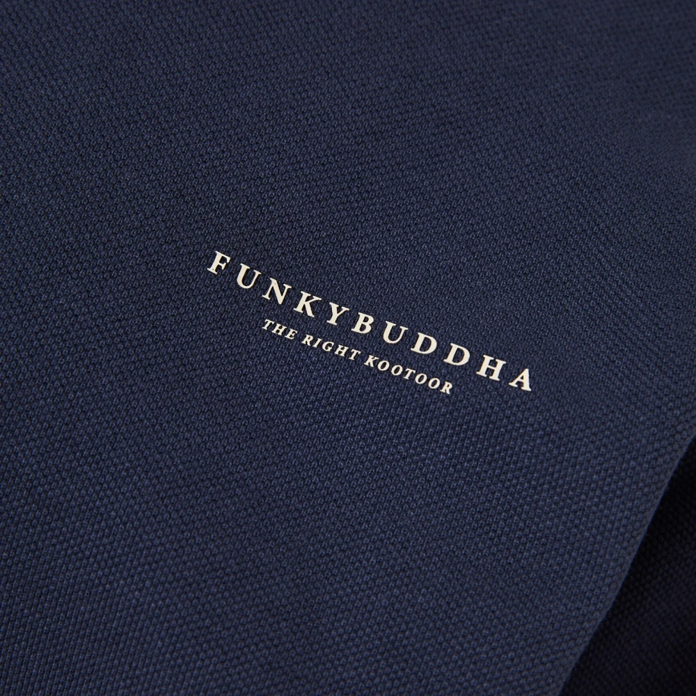 FUNKY BUDDHA Μακρυμάνικη πόλο μπλούζα σε πικέ ύφασμα
