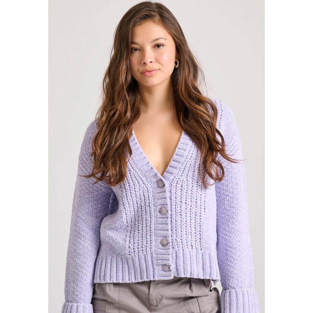 FUNKY BUDDHA Πλεκτή ζακέτα σενίλ με δίπλωμα στα μανίκια