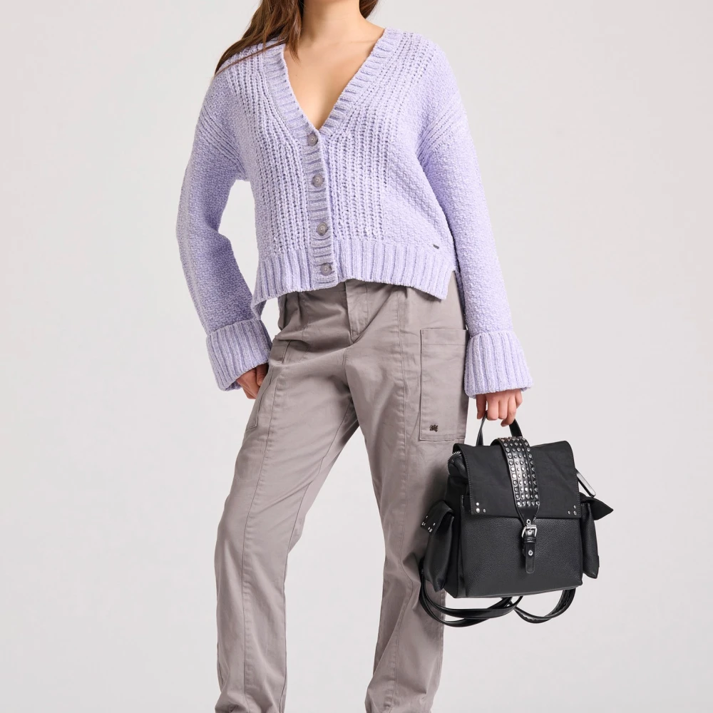 FUNKY BUDDHA Πλεκτή ζακέτα σενίλ με δίπλωμα στα μανίκια