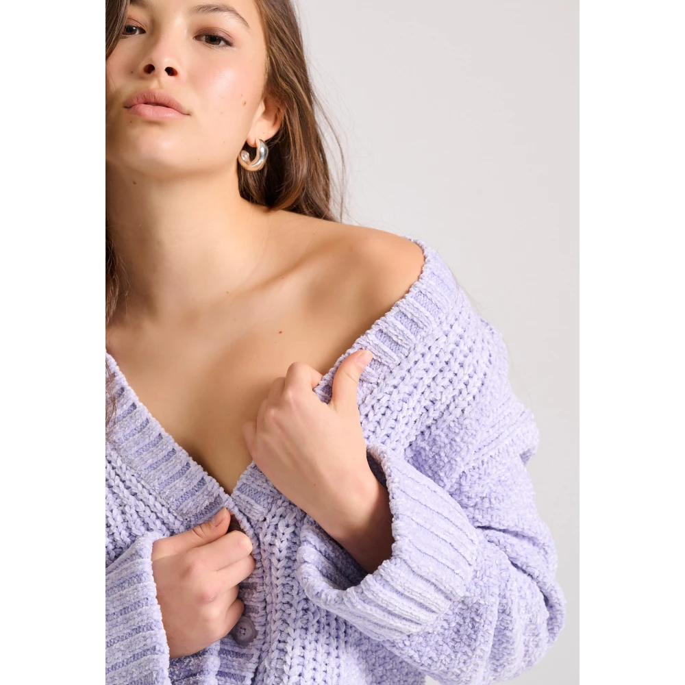 FUNKY BUDDHA Πλεκτή ζακέτα σενίλ με δίπλωμα στα μανίκια