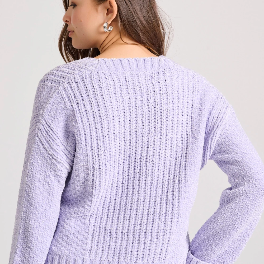 FUNKY BUDDHA Πλεκτή ζακέτα σενίλ με δίπλωμα στα μανίκια