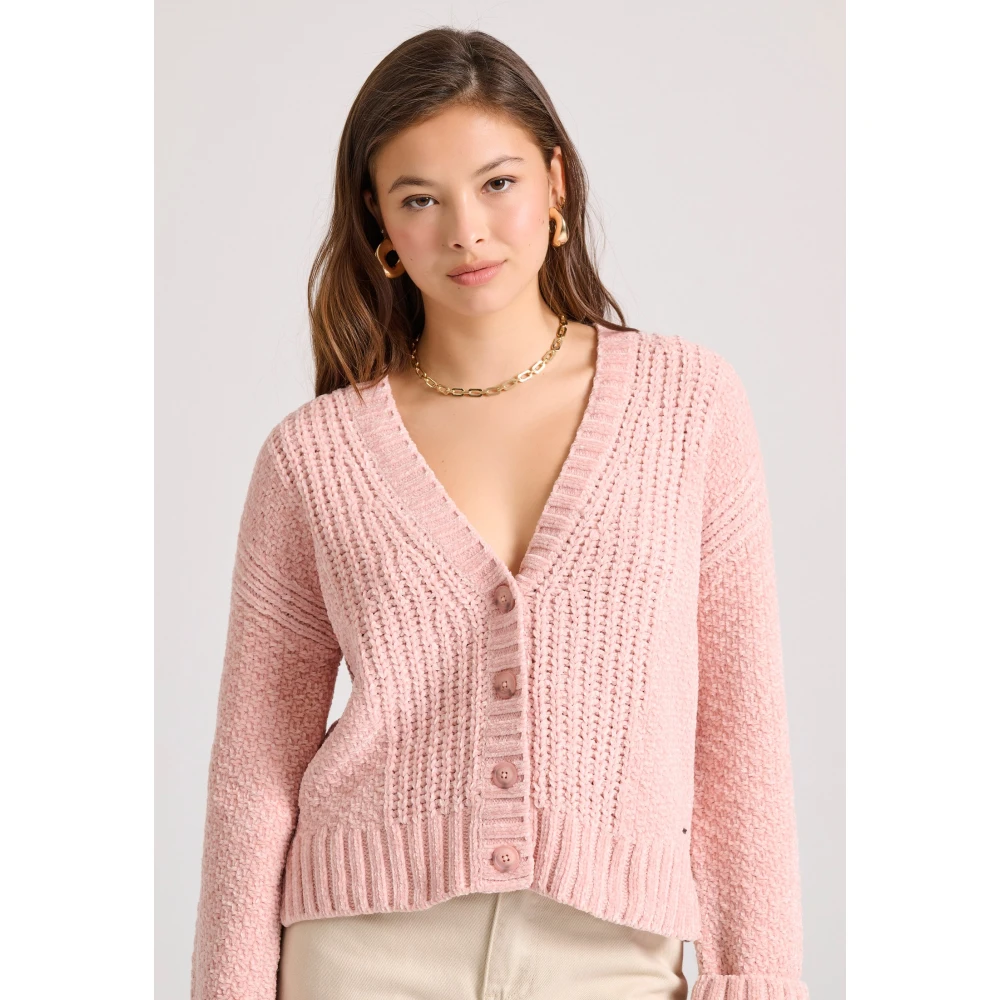 FUNKY BUDDHA Πλεκτή ζακέτα σενίλ με δίπλωμα στα μανίκια