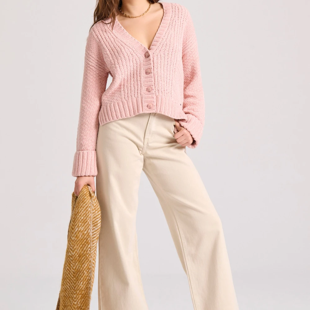 FUNKY BUDDHA Πλεκτή ζακέτα σενίλ με δίπλωμα στα μανίκια