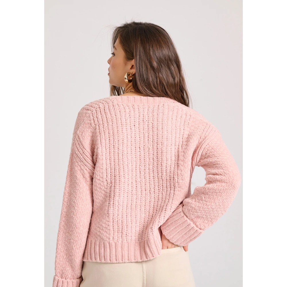 FUNKY BUDDHA Πλεκτή ζακέτα σενίλ με δίπλωμα στα μανίκια