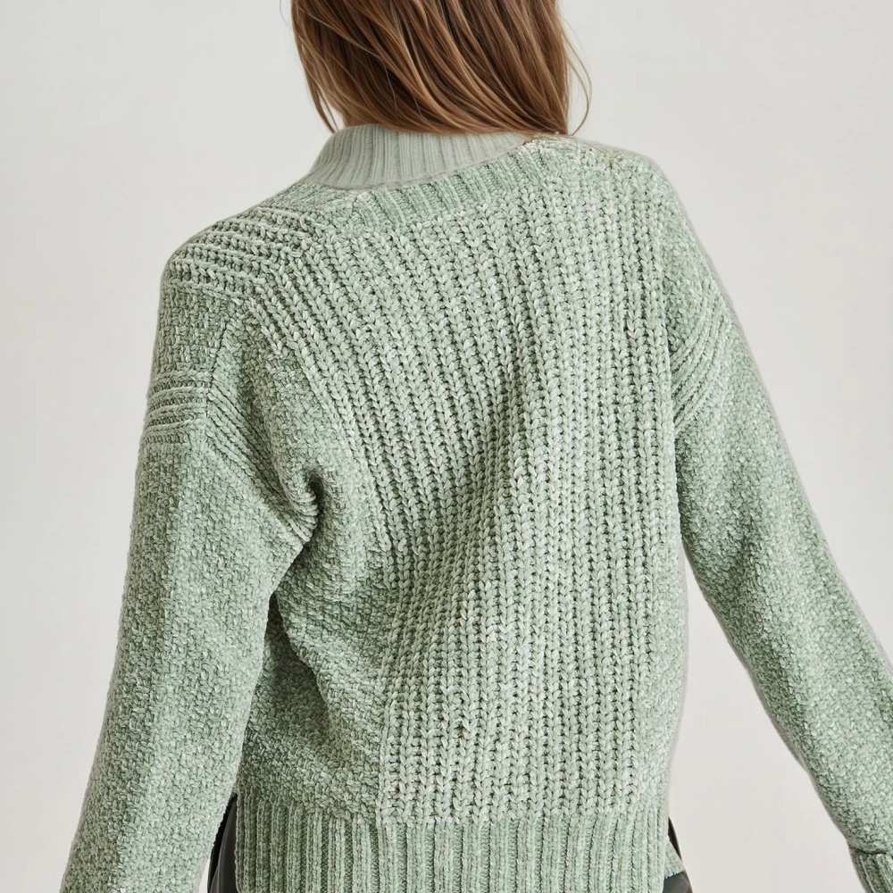 FUNKY BUDDHA Πλεκτή ζακέτα σενίλ με δίπλωμα στα μανίκια