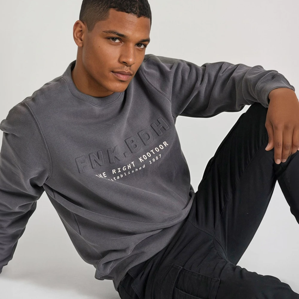 FUNKY BUDDHA Φούτερ με embossed τύπωμα στο στήθος