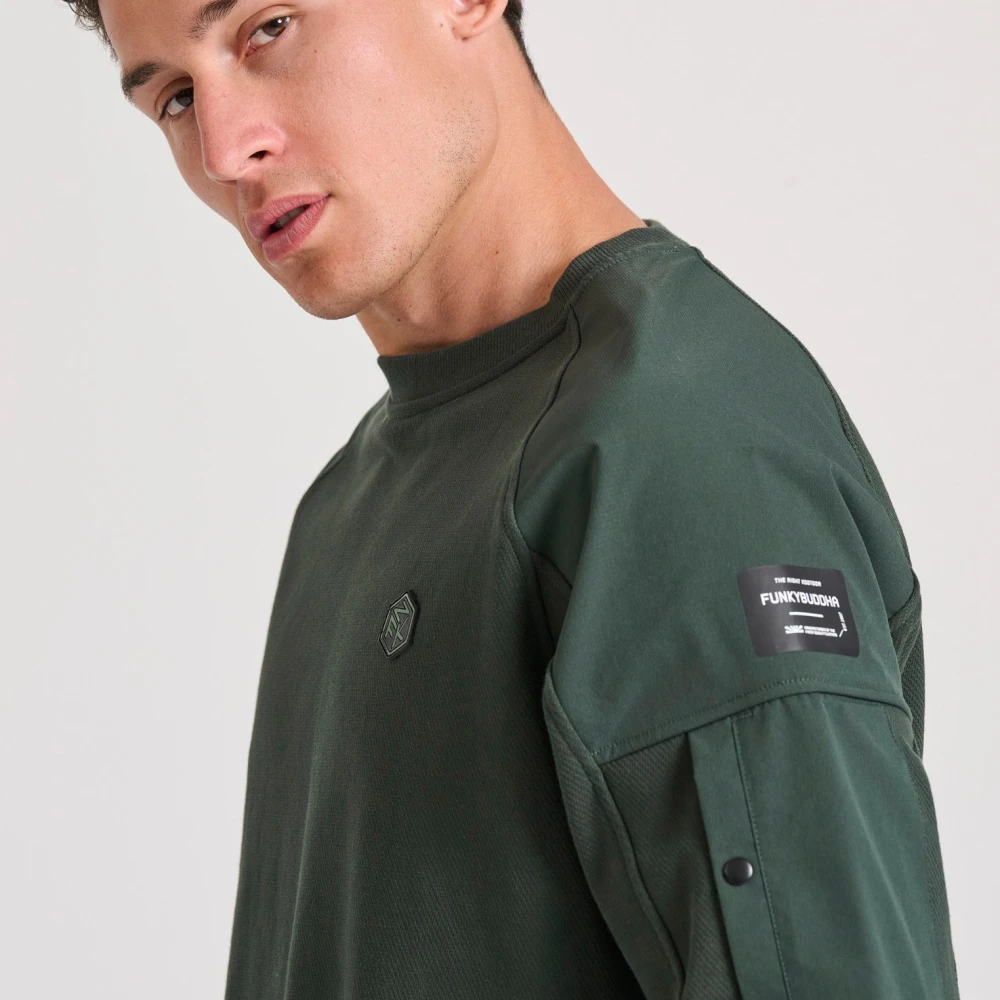 FUNKY BUDDHA Φούτερ με ανάγλυφη υφή και λεπτομέρεια στο μανίκι