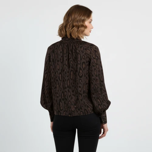 CAVALIERI Μπλούζα Μακρυμάνικη με Φιόγκο και Εμπριμέ Σχέδιο