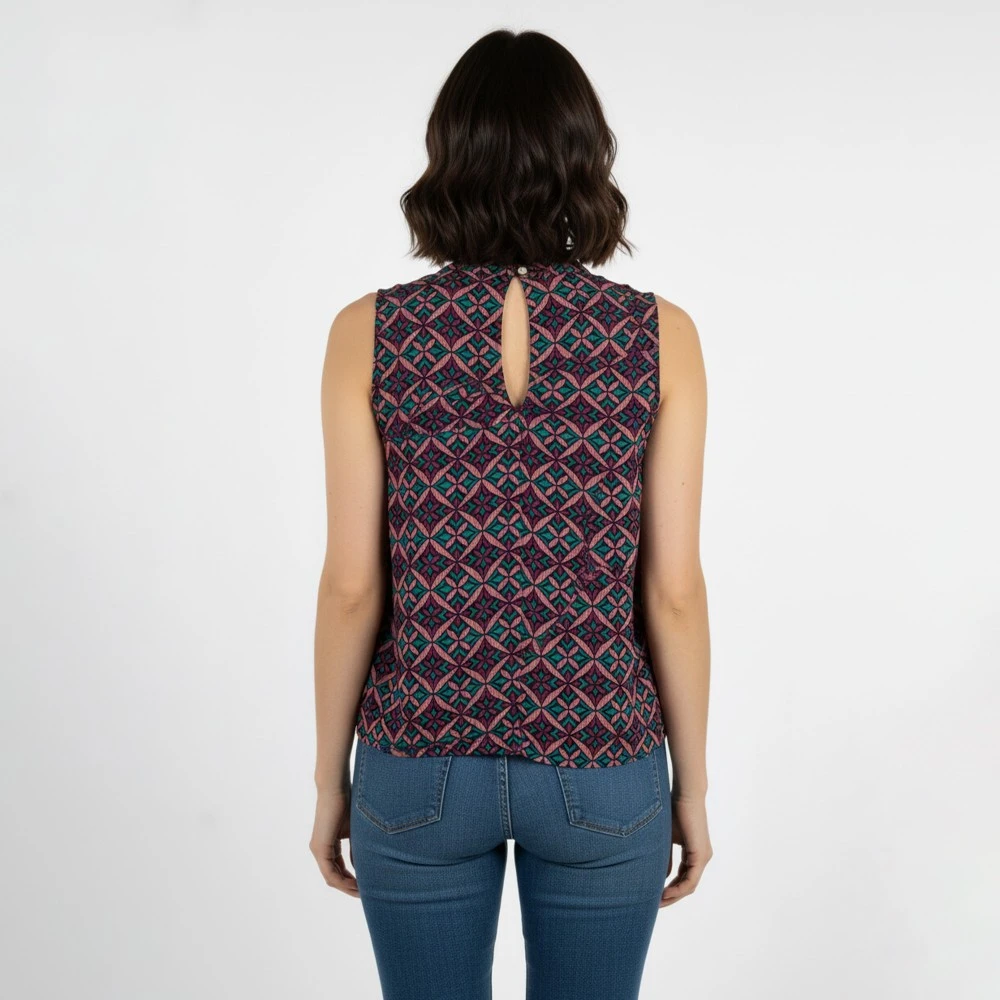 CAVALIERI Μπλούζα Αμάνικη με V Εμπριμέ Σχέδιο