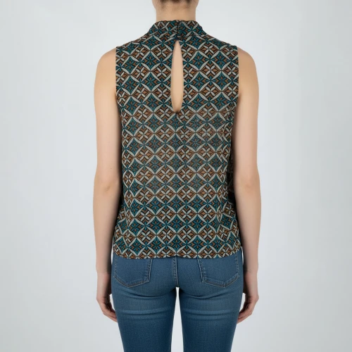 CAVALIERI Μπλούζα Αμάνικη με V Εμπριμέ Σχέδιο