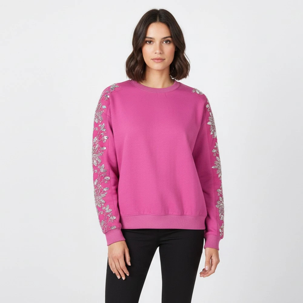 CAVALIERI Φούτερ με Λαιμόκοψη και Στρας στο Μανίκι