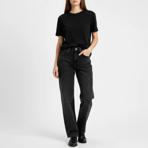 CAVALIERI Παντελόνι Τζιν Φαρδύ με Στρας 2375