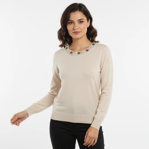 CAVALIERI Μπλούζα Πλεκτή με Στρας στον Γιακά