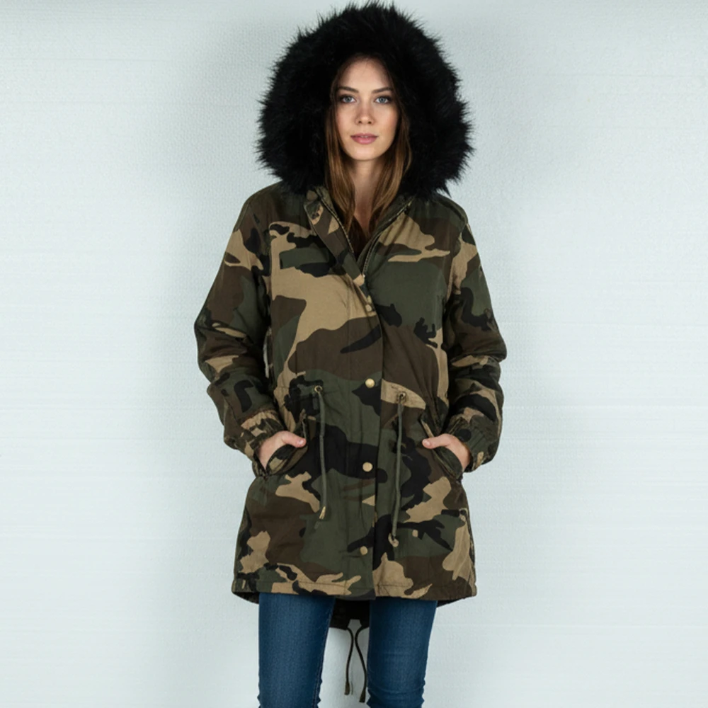 CAVALIERI Μπουφάν Μακρύ με Κουκούλα Εμπριμέ K732