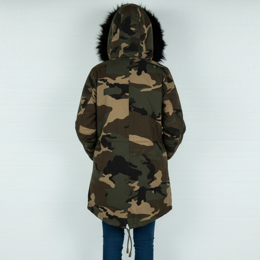 CAVALIERI Μπουφάν Μακρύ με Κουκούλα Εμπριμέ K732