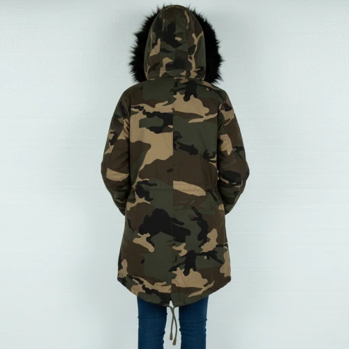 CAVALIERI Μπουφάν Μακρύ με Κουκούλα Εμπριμέ K732