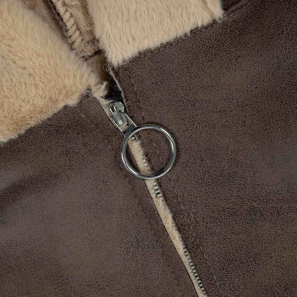 CAVALIERI Μπουφάν Δερμάτινο με Κουκούλα και Γούνα Γυναικείο