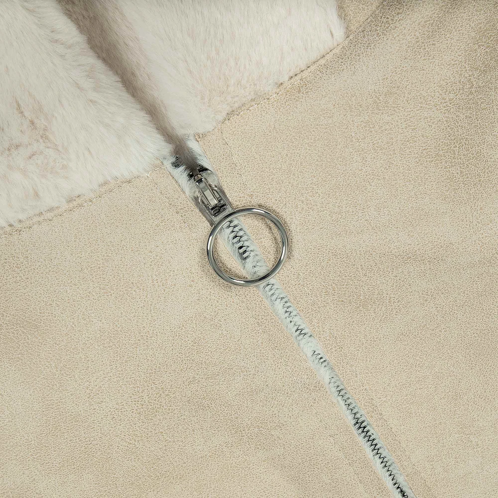 CAVALIERI Μπουφάν Δερμάτινο με Κουκούλα και Γούνα Γυναικείο