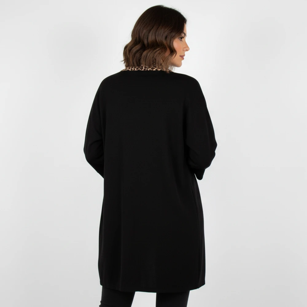 CAVALIERI Πανωφόρι Ριχτό με Φάσα Λεοπάρ Γυναικείο