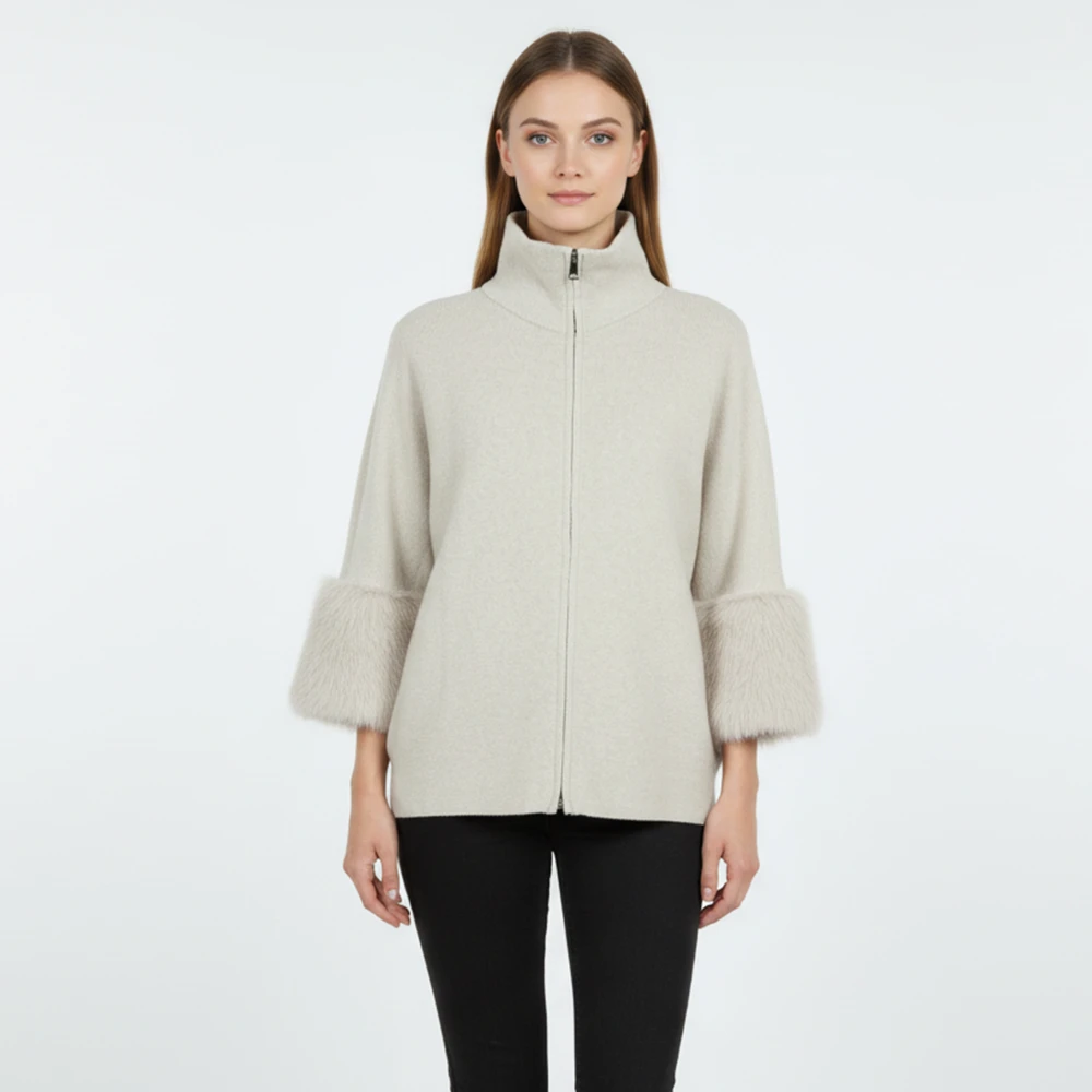 CAVALIERI Ζακέτα Πλεκτή με Γούνα στο Μανίκι Γυναικείο