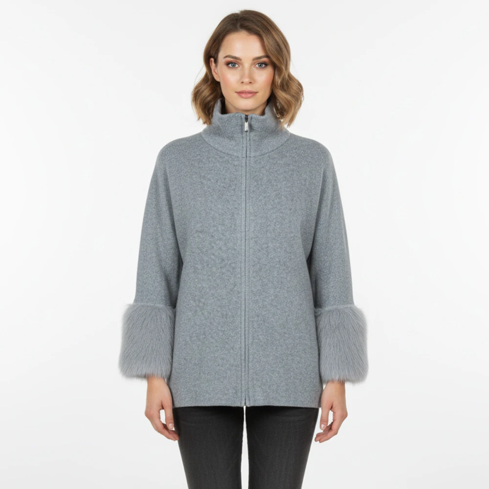 CAVALIERI Ζακέτα Πλεκτή με Γούνα στο Μανίκι Γυναικείο